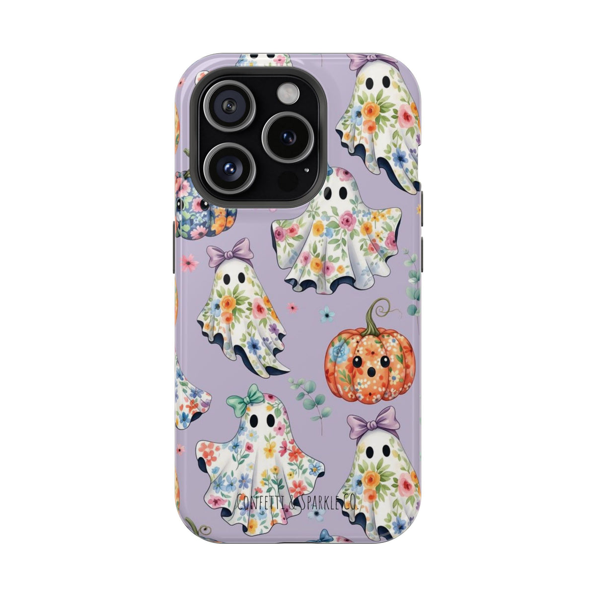 Cute Floral Ghosts Magnetic Impact Phone Case — Pumpkin Halloween iPhone Cover