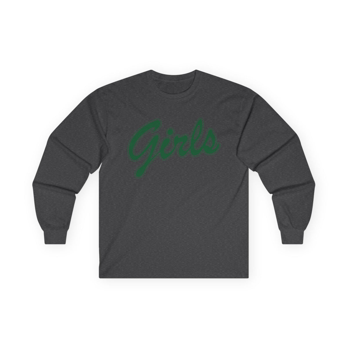 Girls Script Long Sleeve Tee — Vintage Green Lettering