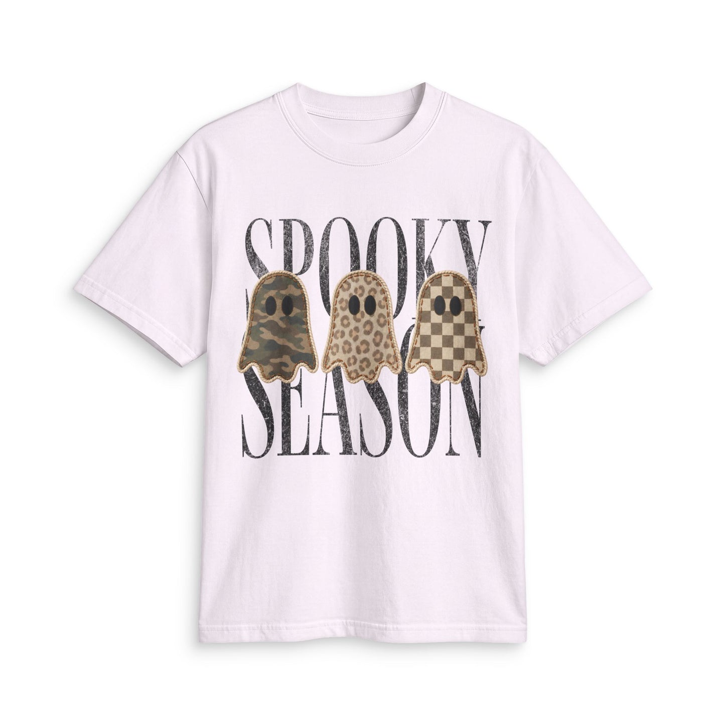 Spooky Season Tee — Leopard & Plaid Ghosts Halloween T‑Shirt