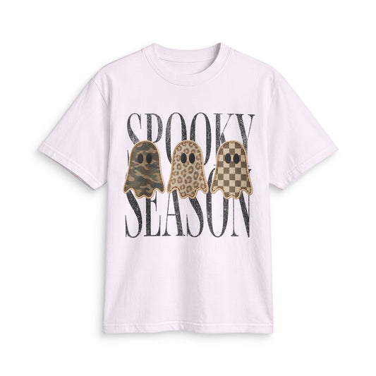 Spooky Season Tee — Leopard & Plaid Ghosts Halloween T‑Shirt