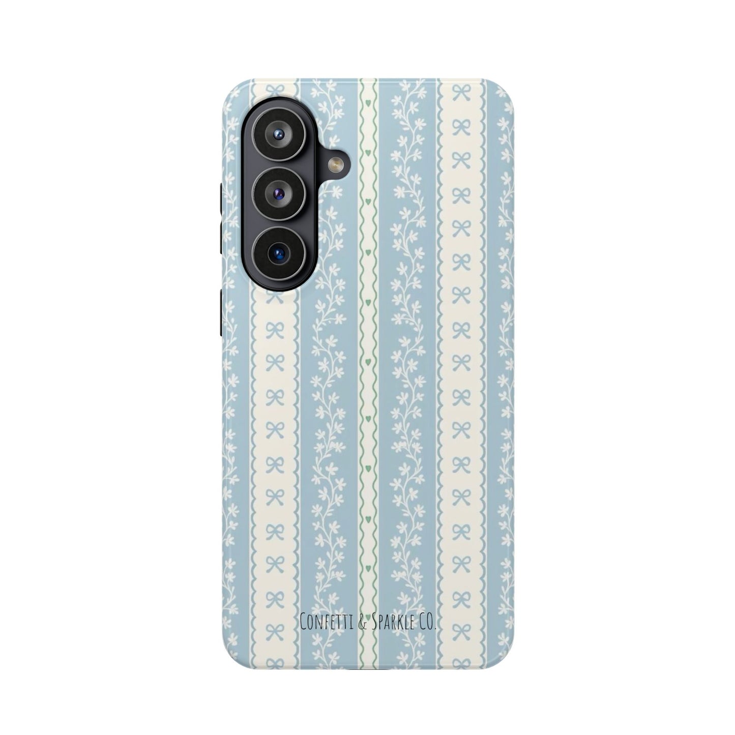 Vintage Blue Floral Stripe -- Magnetic Impact-Resistant Case