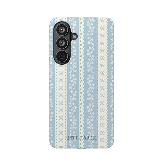 Vintage Blue Floral Stripe -- Magnetic Impact-Resistant Case