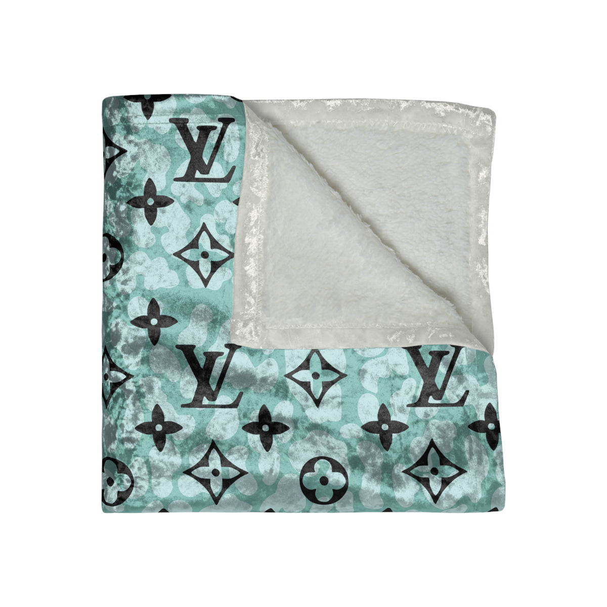Crushed Velvet Patterned Throw Blanket — Luxe Monogram Plush Throw