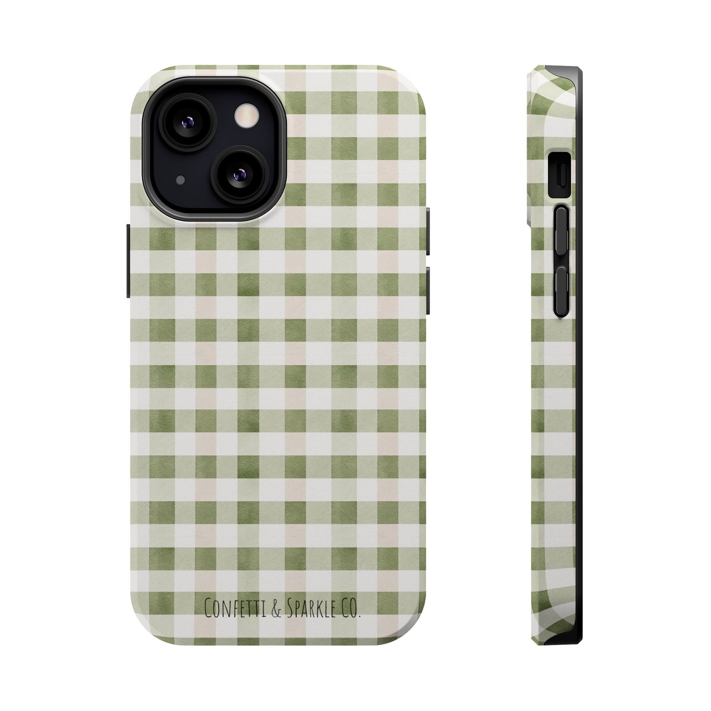 Green Gingham Magnetic Impact Phone Case