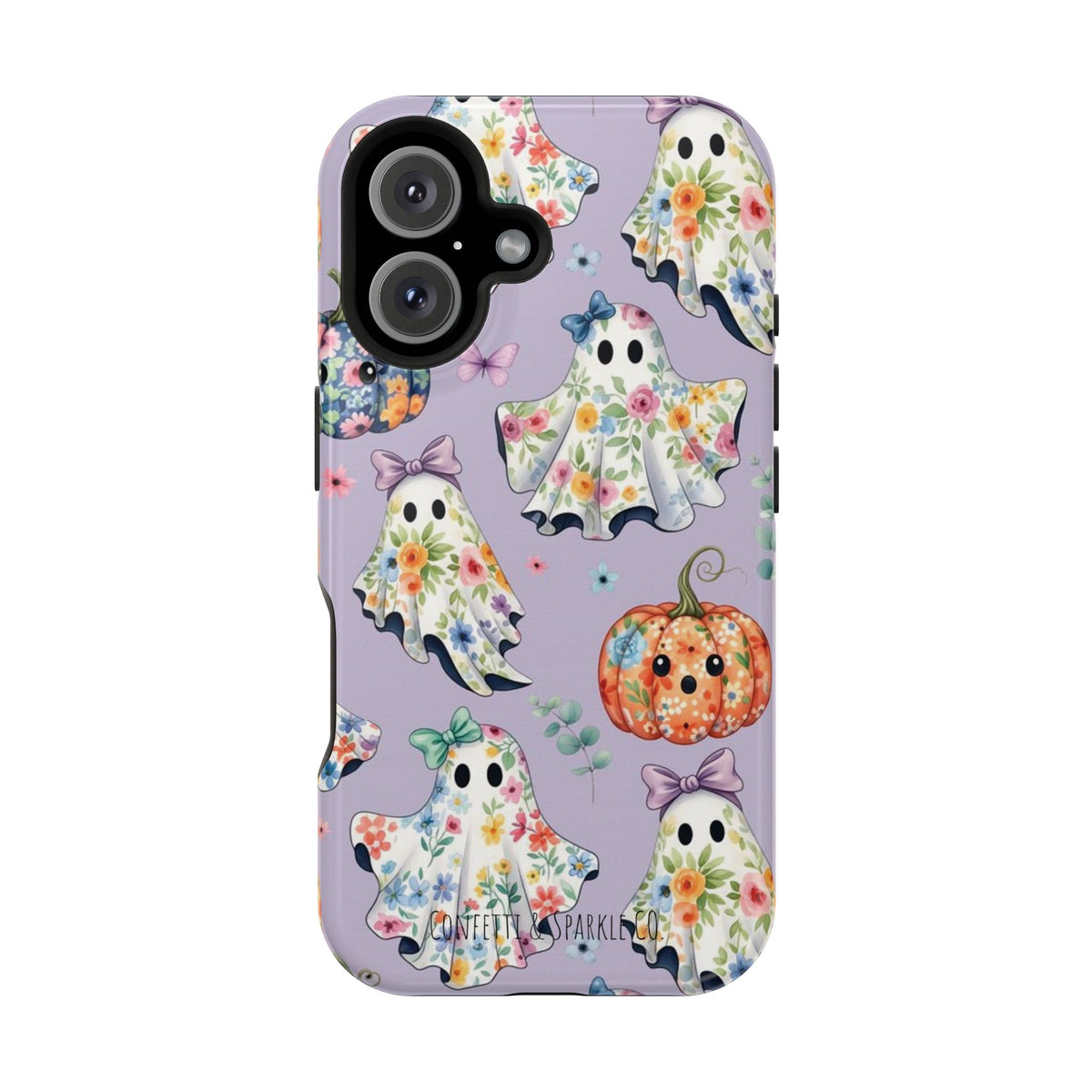 Cute Floral Ghosts Magnetic Impact Phone Case — Pumpkin Halloween iPhone Cover