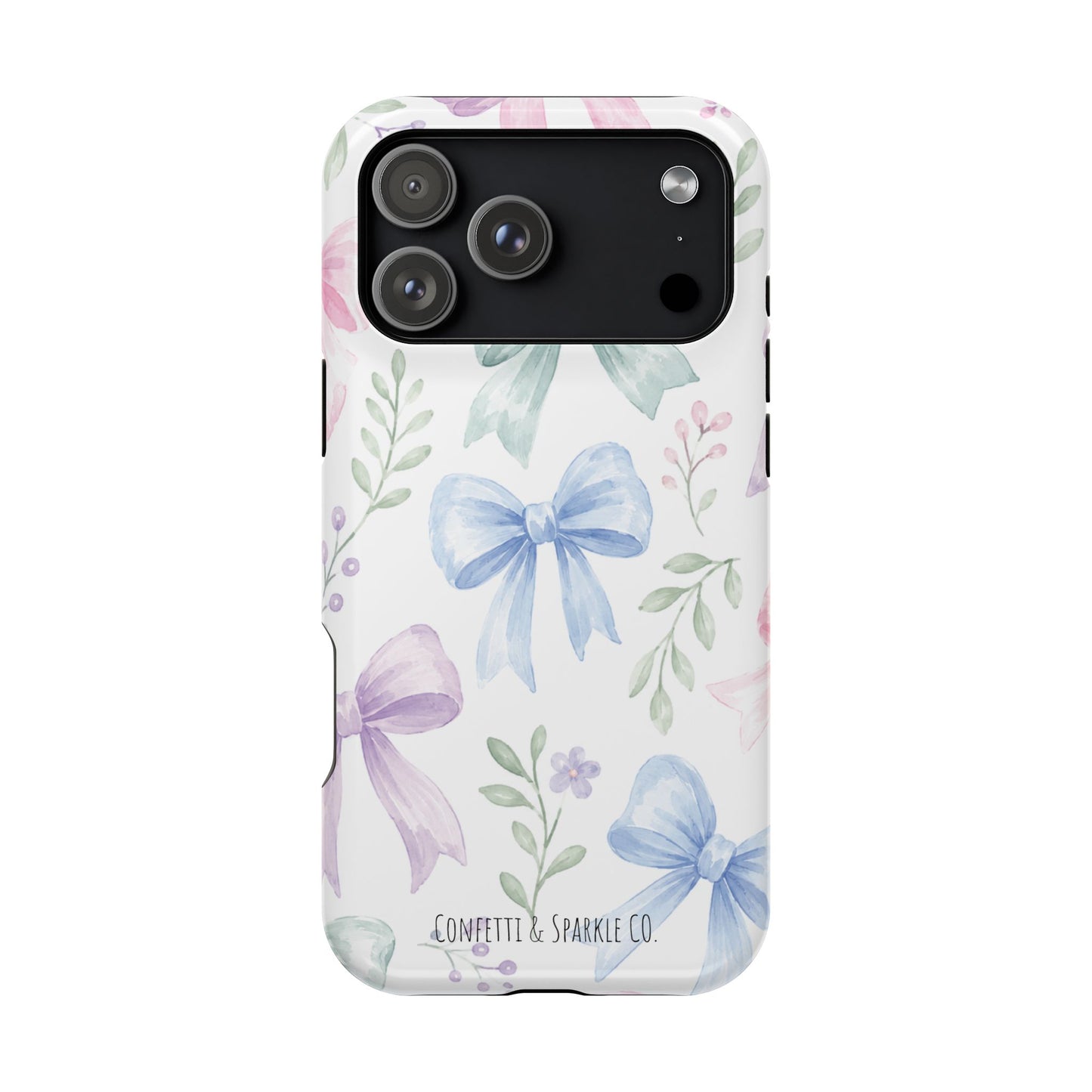 Floral Pastel Bow Magnetic Phone Case — Impact-Resistant iPhone Cover