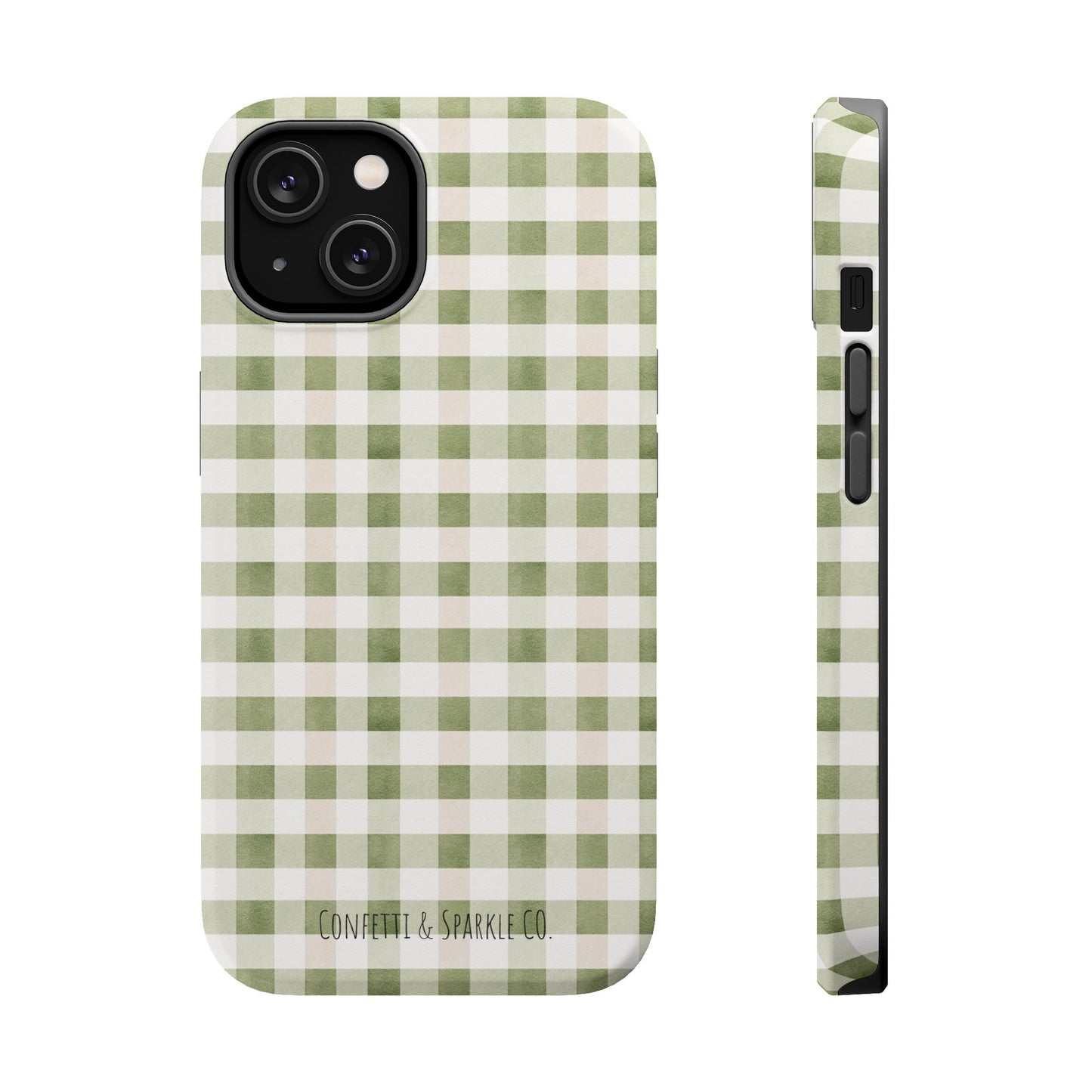 Green Gingham Magnetic Impact Phone Case