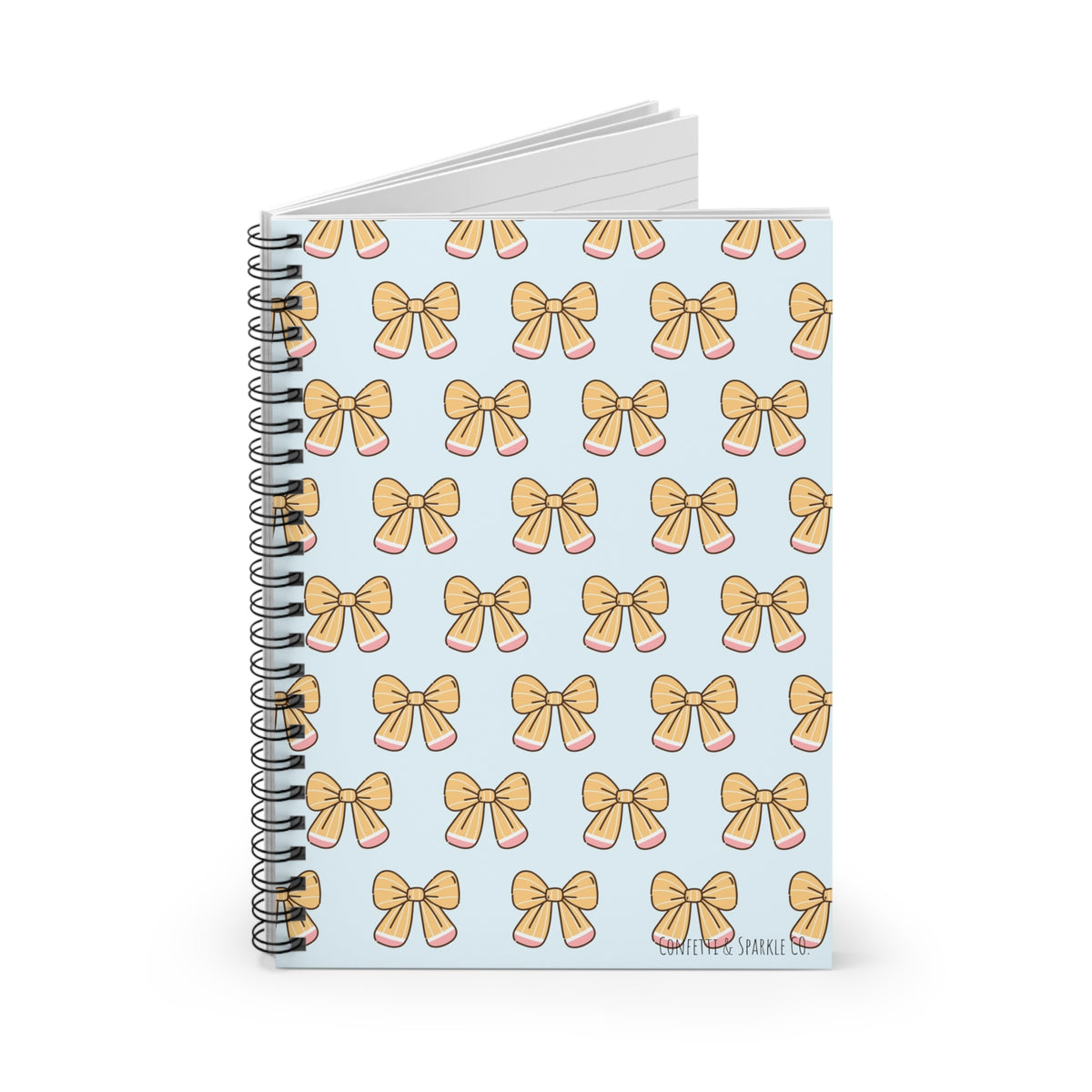 Cute Yellow Bow Spiral Notebook — Ruled Lined Journal for School & Gift