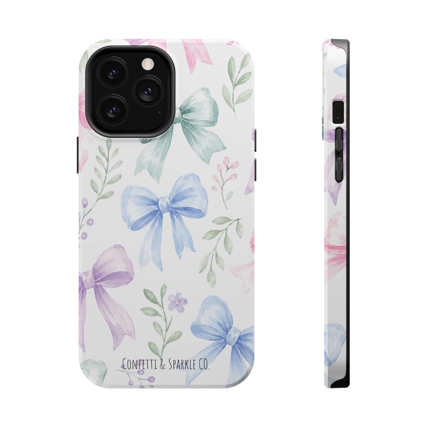 Floral Pastel Bow Magnetic Phone Case — Impact-Resistant iPhone Cover