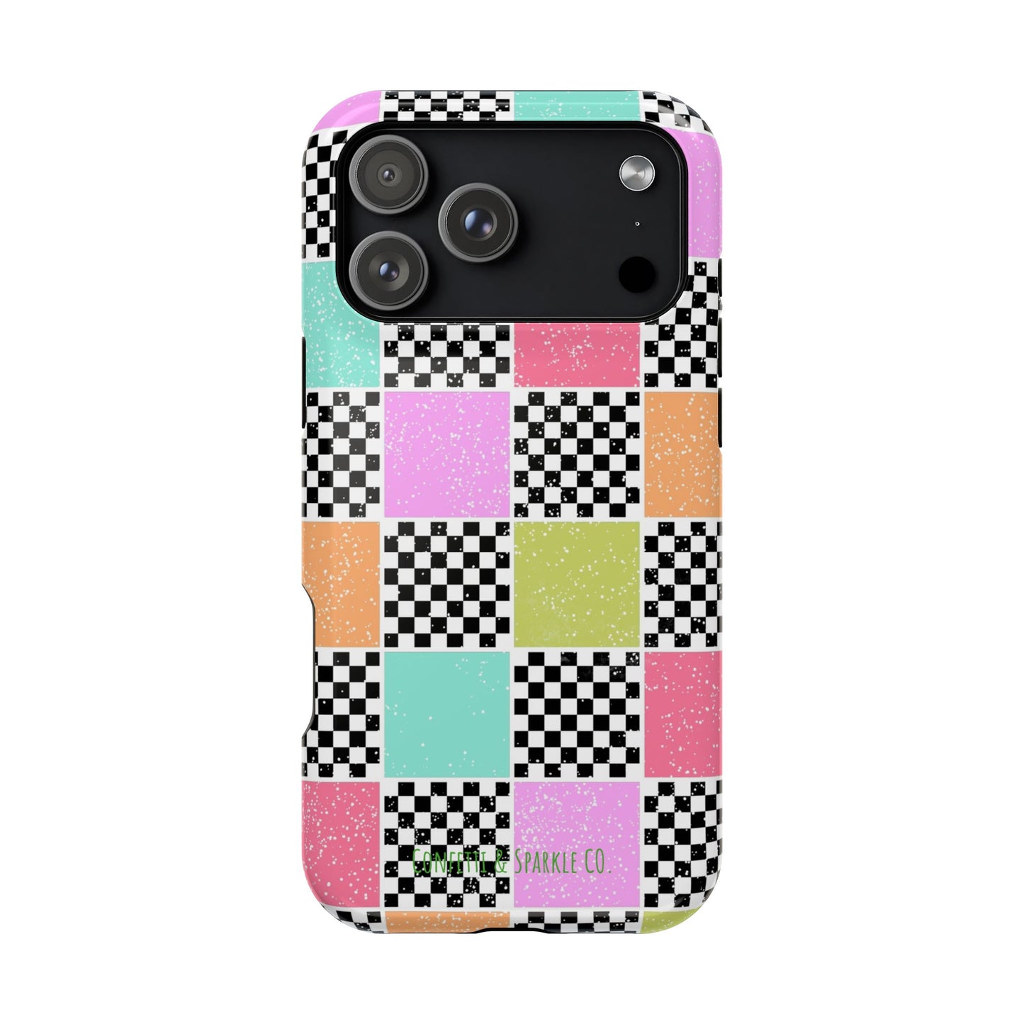 Checkerboard Pastel Phone Case – Magnetic Impact-Resistant