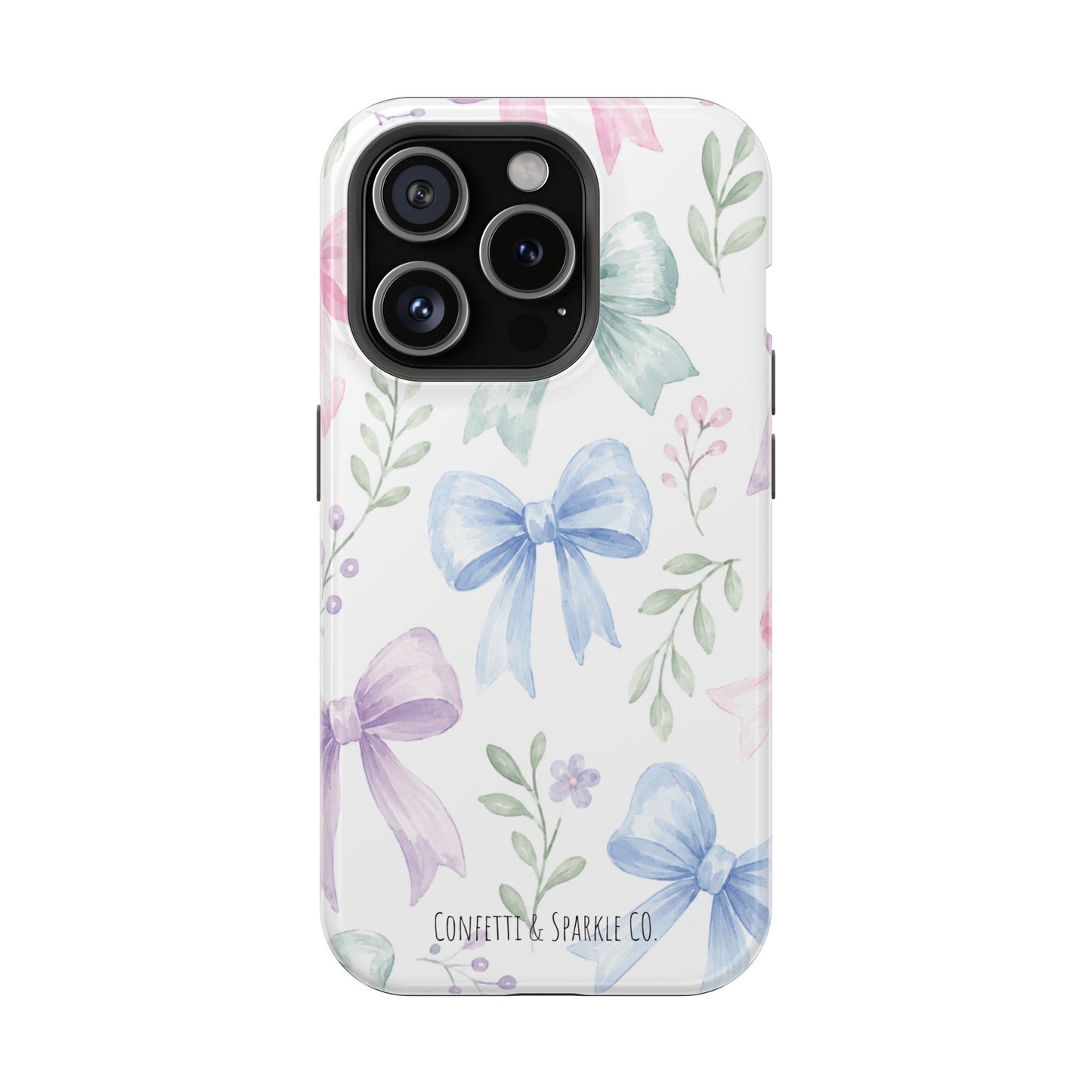 Floral Pastel Bow Magnetic Phone Case — Impact-Resistant iPhone Cover