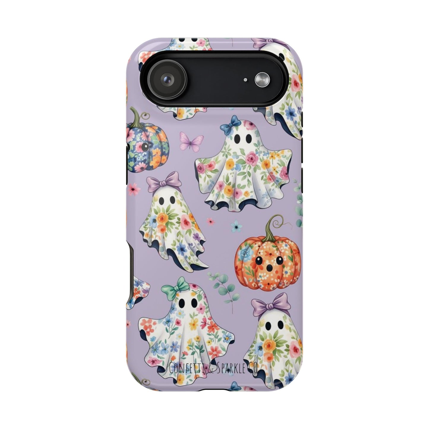 Cute Floral Ghosts Magnetic Impact Phone Case — Pumpkin Halloween iPhone Cover