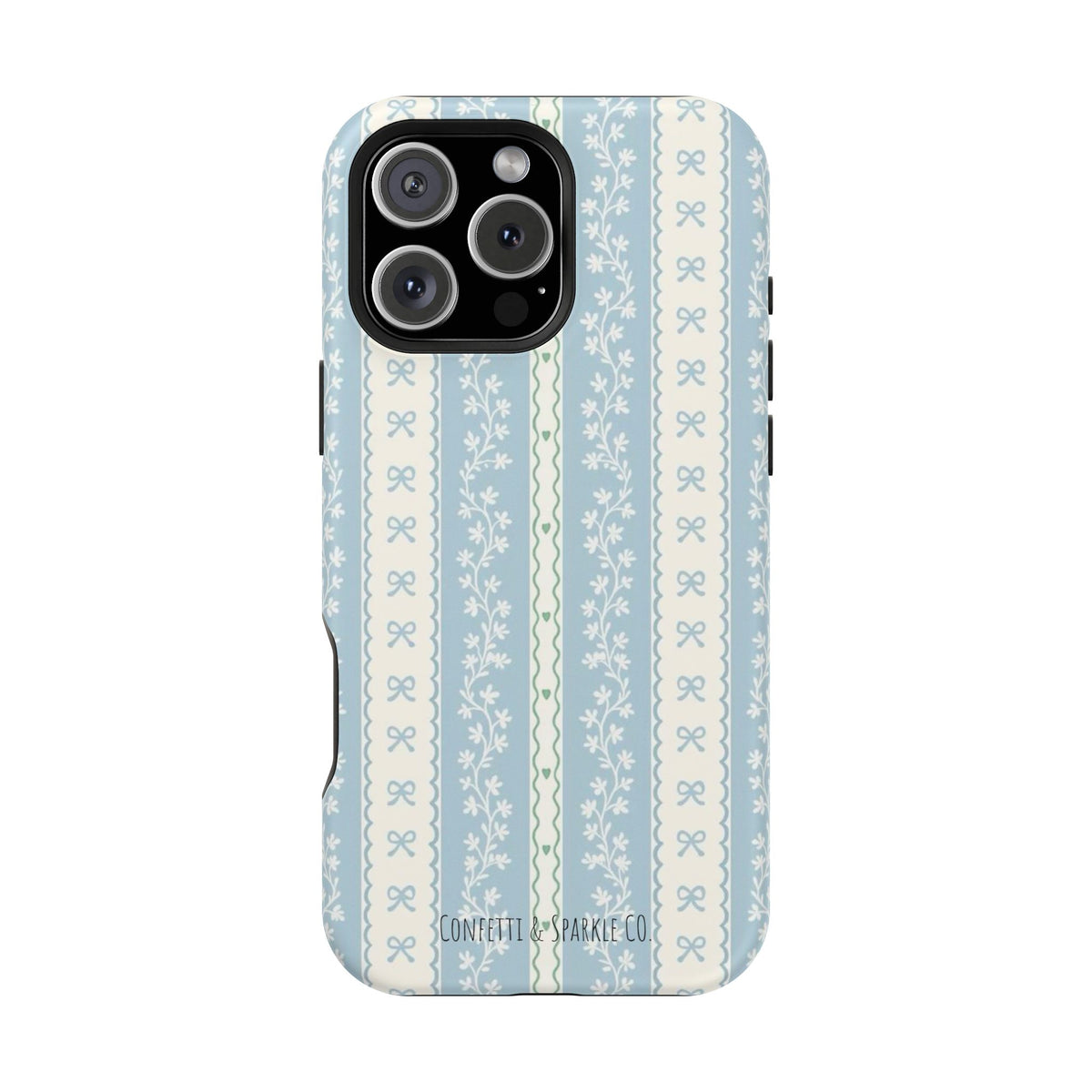Vintage Blue Floral Stripe -- Magnetic Impact-Resistant Case