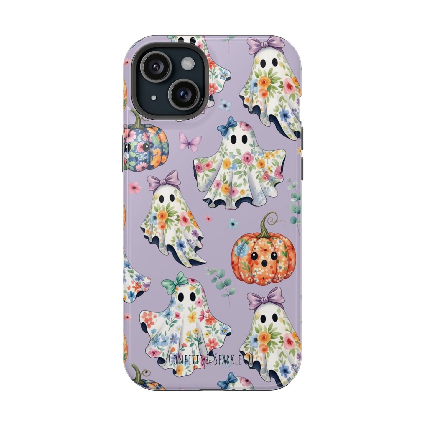 Cute Floral Ghosts Magnetic Impact Phone Case — Pumpkin Halloween iPhone Cover