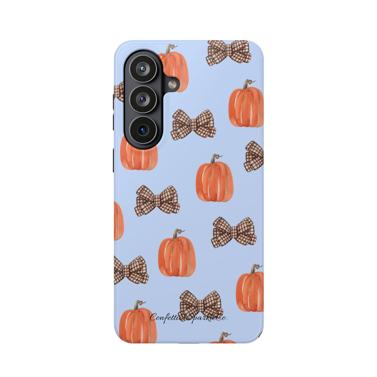 Pumpkin & Plaid Bow Phone Case — Magnetic Impact-Resistant Fall iPhone Case