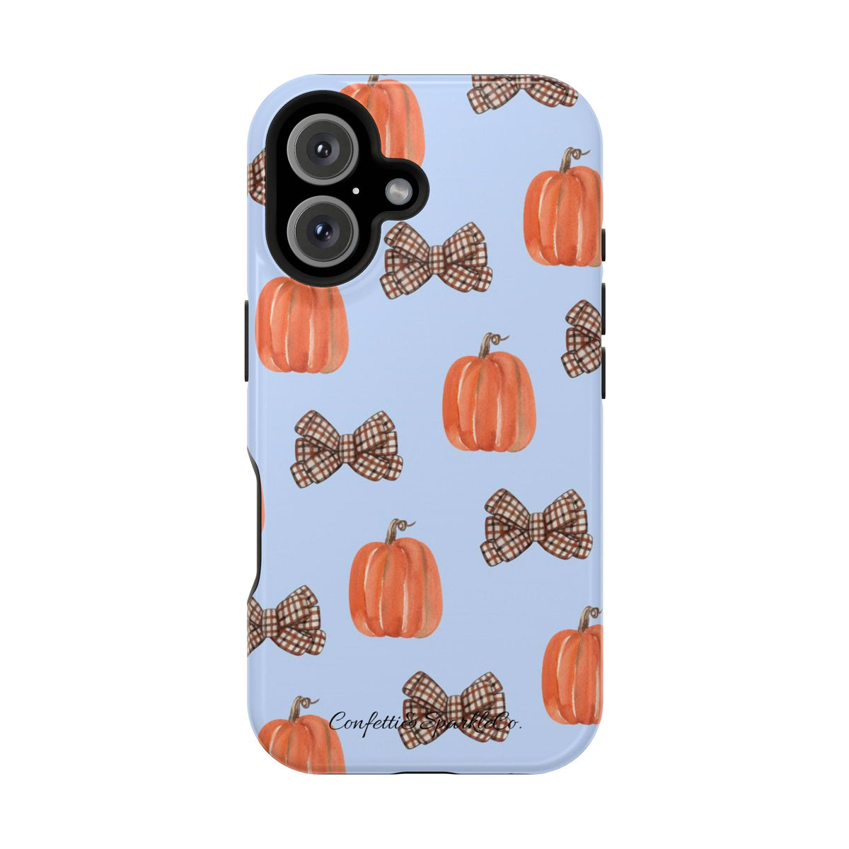 Pumpkin & Plaid Bow Phone Case — Magnetic Impact-Resistant Fall iPhone Case