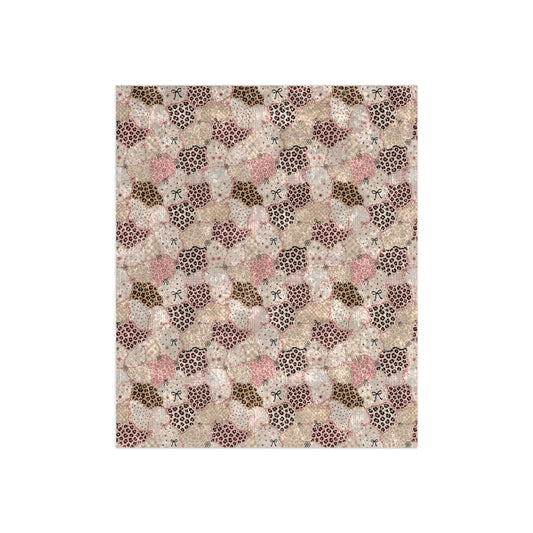 Crushed Velvet Blanket — Blush Patchwork Leopard Velvet Throw