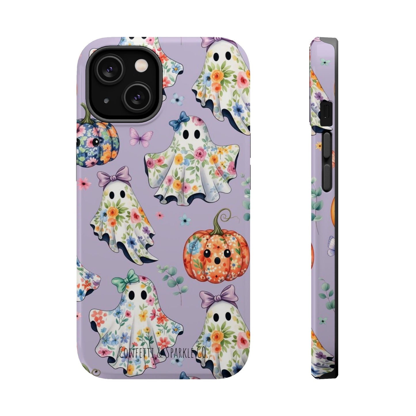 Cute Floral Ghosts Magnetic Impact Phone Case — Pumpkin Halloween iPhone Cover