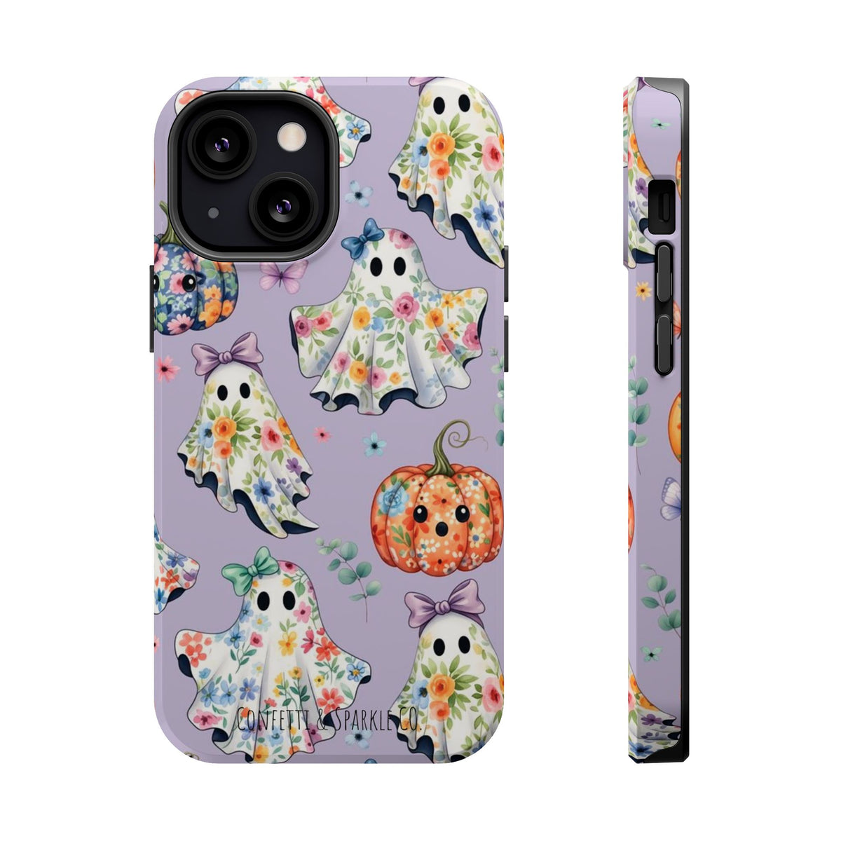 Cute Floral Ghosts Magnetic Impact Phone Case — Pumpkin Halloween iPhone Cover