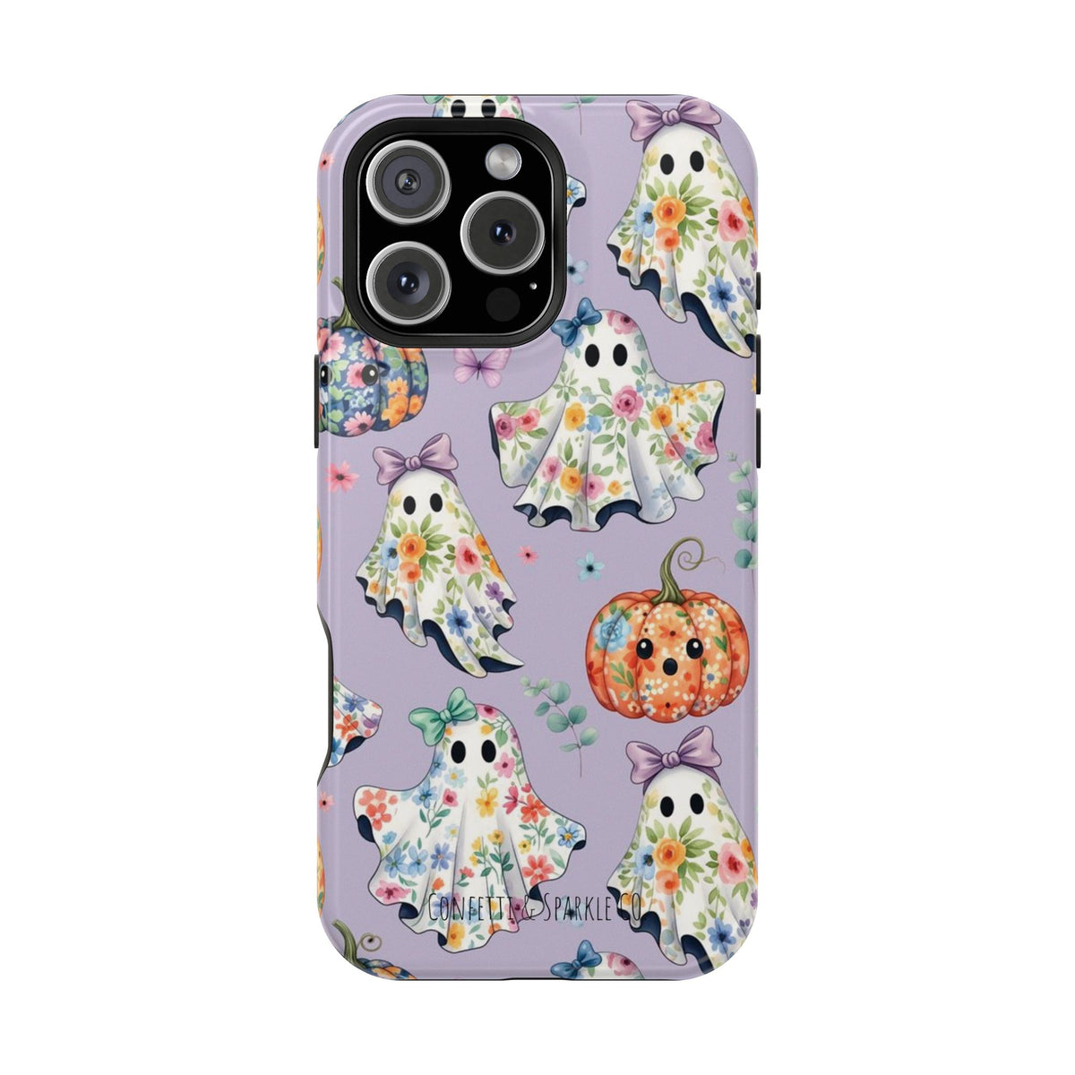 Cute Floral Ghosts Magnetic Impact Phone Case — Pumpkin Halloween iPhone Cover