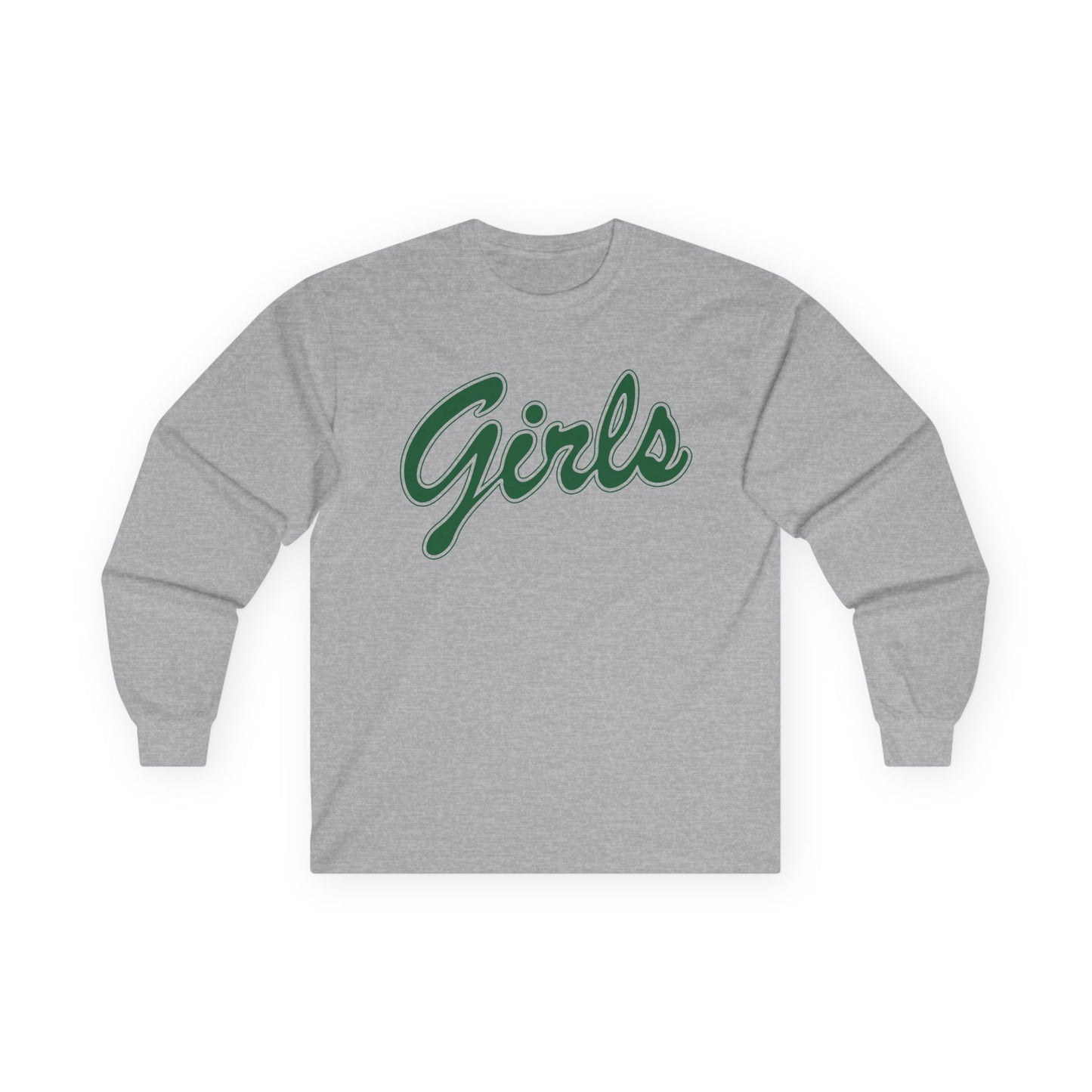 Girls Script Long Sleeve Tee — Vintage Green Lettering