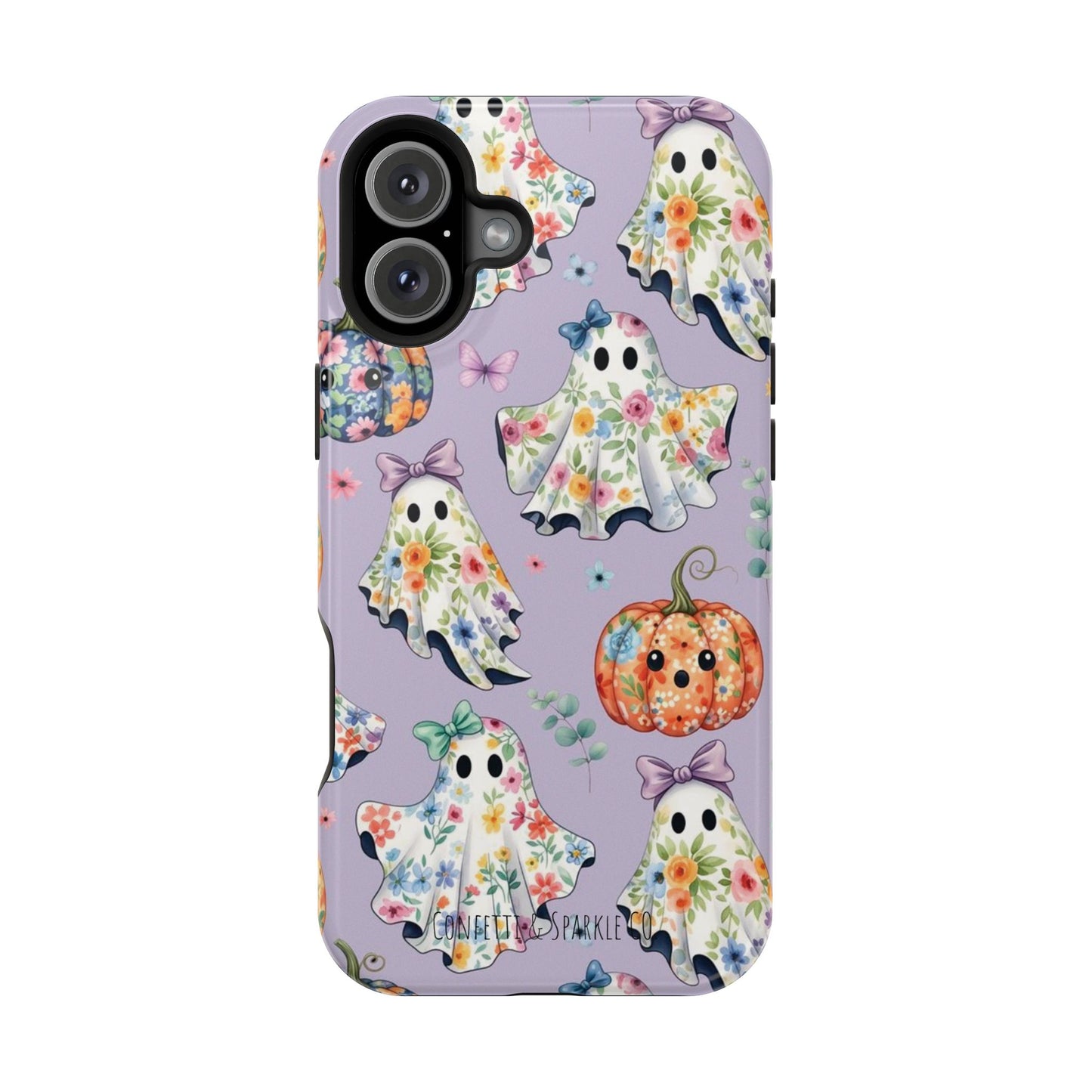 Cute Floral Ghosts Magnetic Impact Phone Case — Pumpkin Halloween iPhone Cover