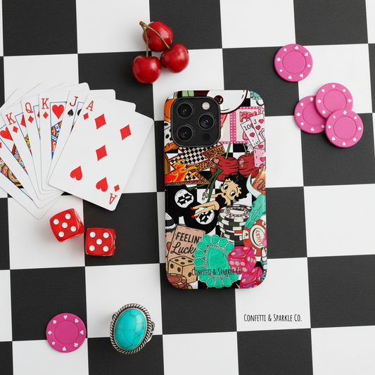 Casino Collage Case Flat Lay