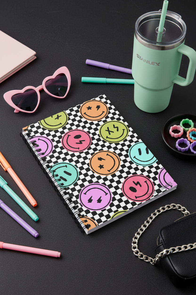 Checkered Smiley Notebook Vertical
