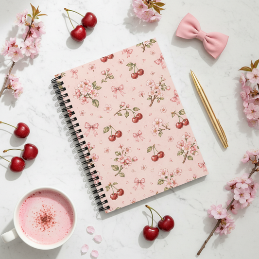Cherry Blossom Notebook Flat Lay