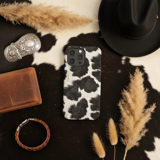 Cowhide Phone Case Flat Lay