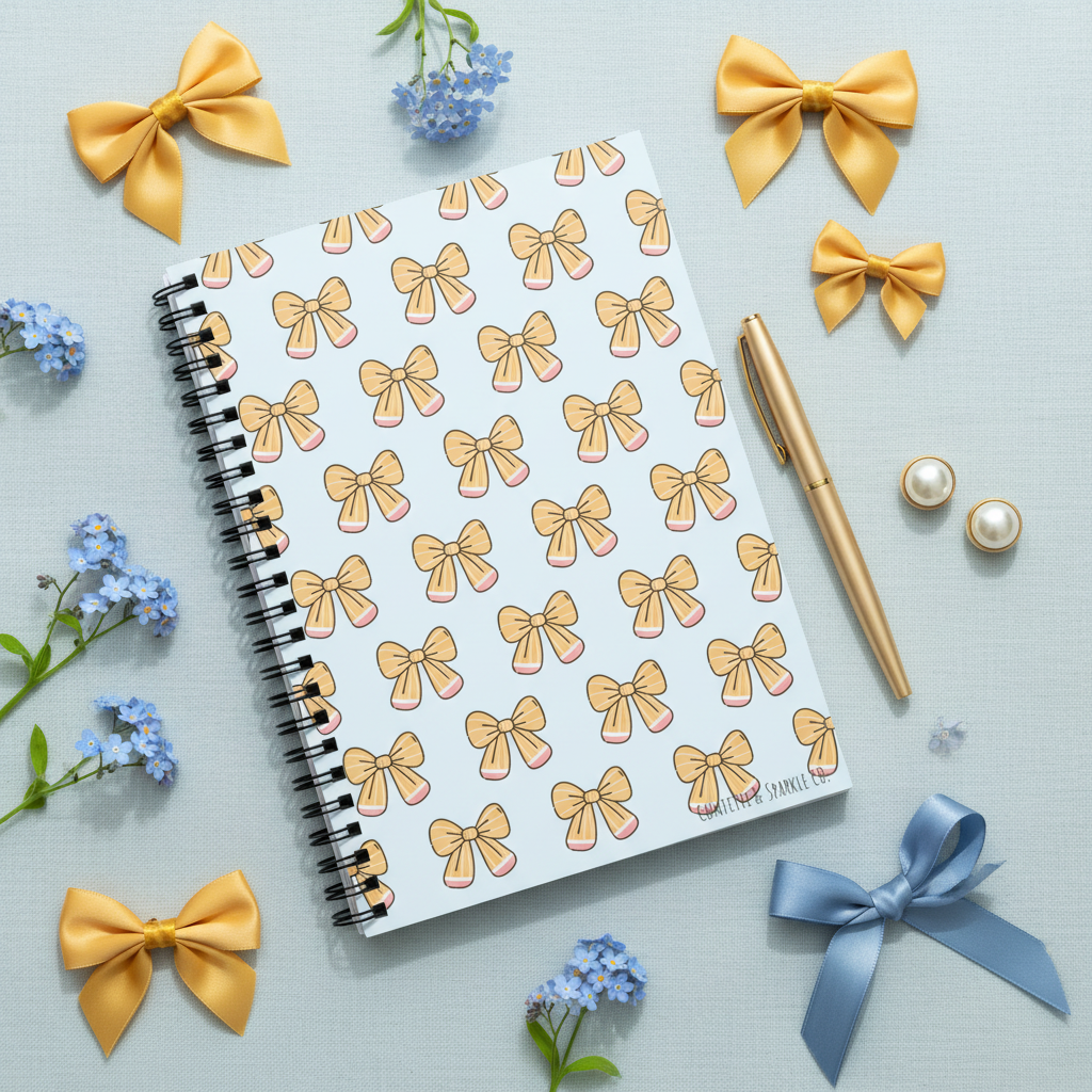 Cute Yellow Bow Notebook Flat Lay