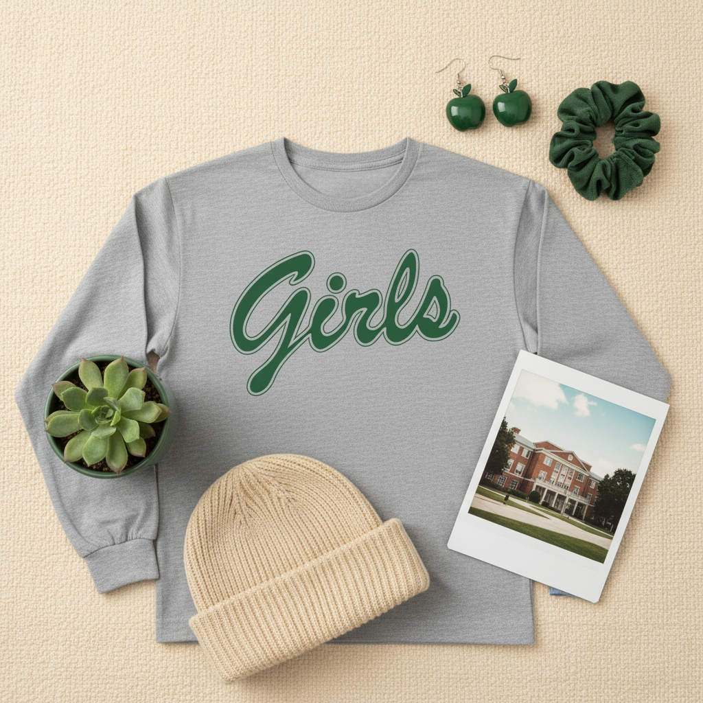 Girls Script Long Sleeve Flat Lay