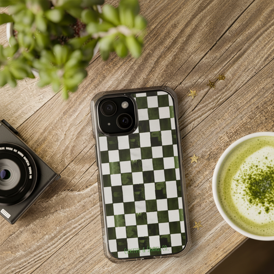 Green Checkerboard MagSafe Case Flat Lay